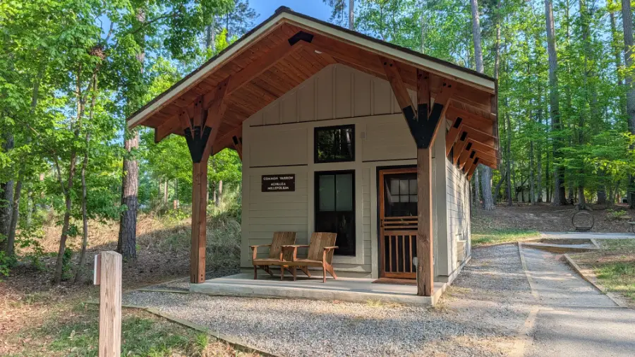 One of the cabins at Lake Norman State Park campground
