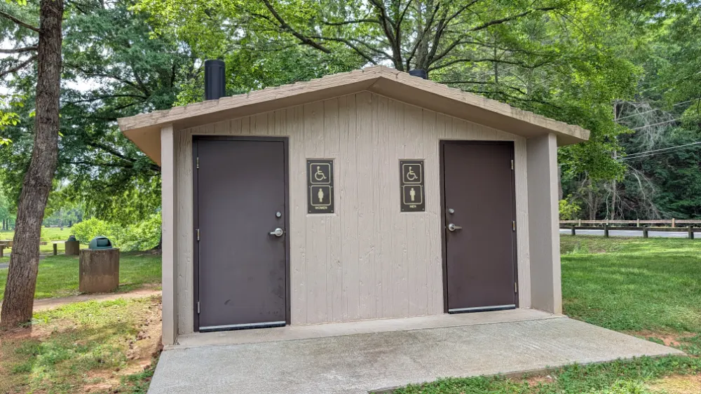 Pit toilets at Smith Mountain Dam recreation area