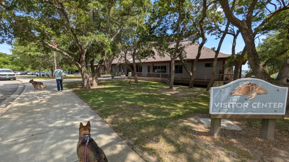 The Hammocks Beach State Park Visitor Center is shaded by several lovely trees